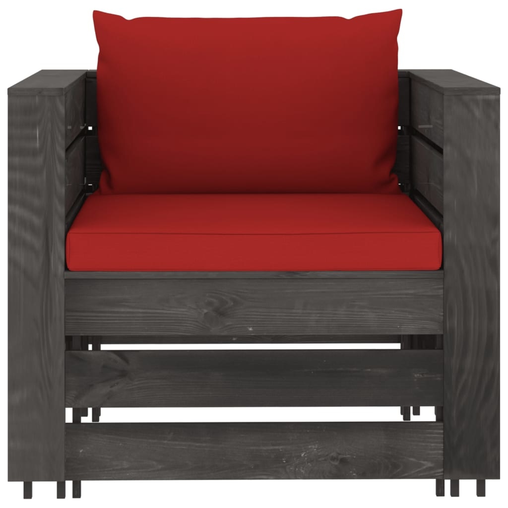 VidaXL 7-delige Loungeset met kussens grijs geïmpregneerd hout