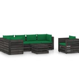 VidaXL 7-delige Loungeset met kussens grijs geïmpregneerd hout