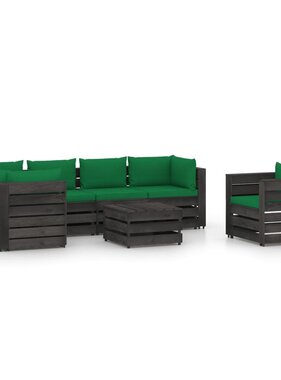 VidaXL 7-delige Loungeset met kussens grijs geïmpregneerd hout