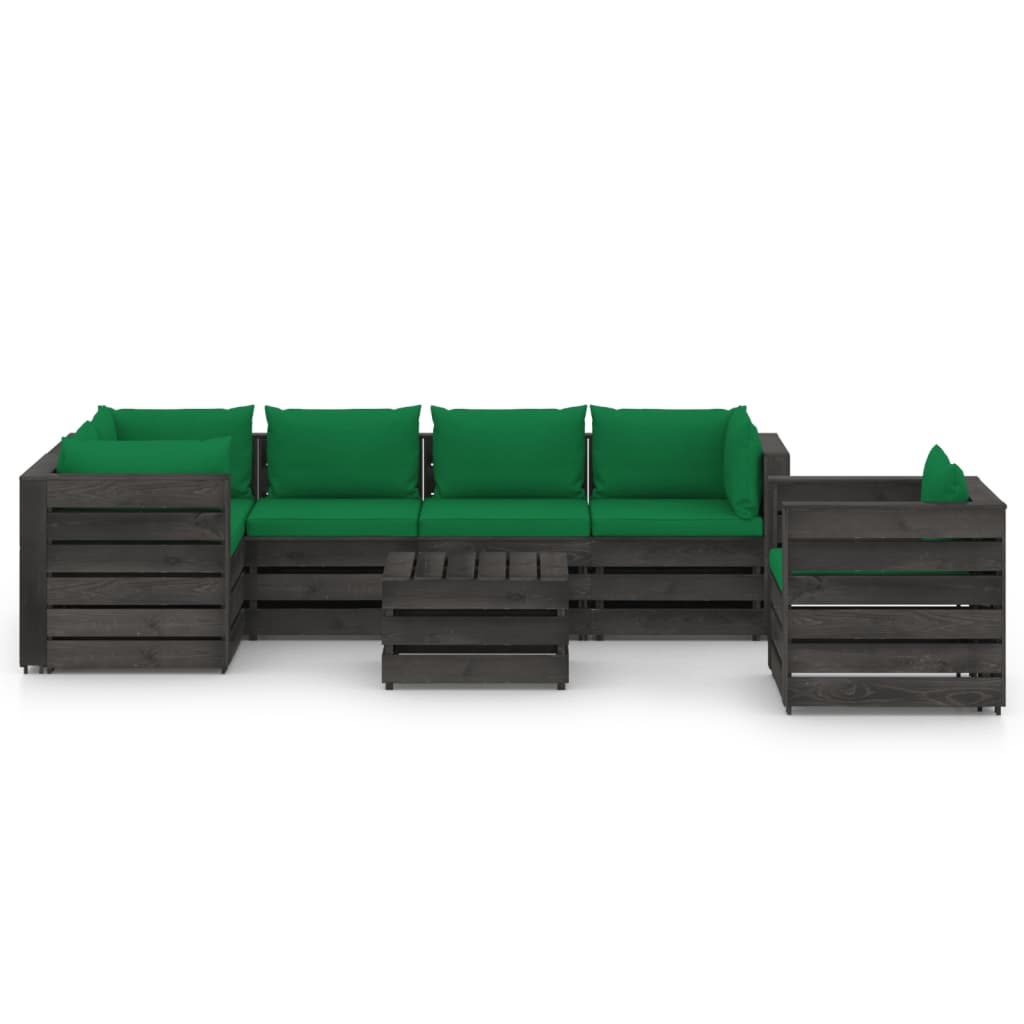 VidaXL 7-delige Loungeset met kussens grijs geïmpregneerd hout