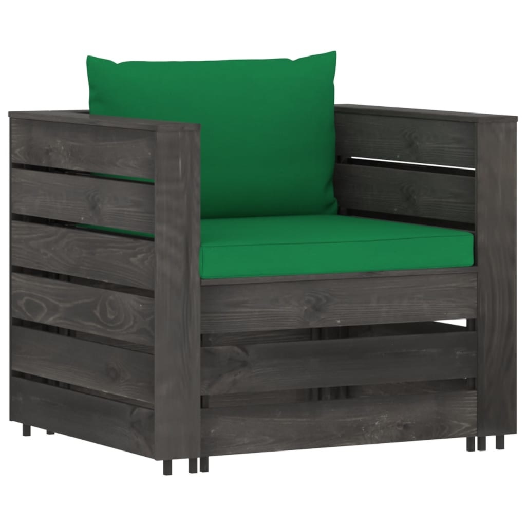 VidaXL 7-delige Loungeset met kussens grijs geïmpregneerd hout