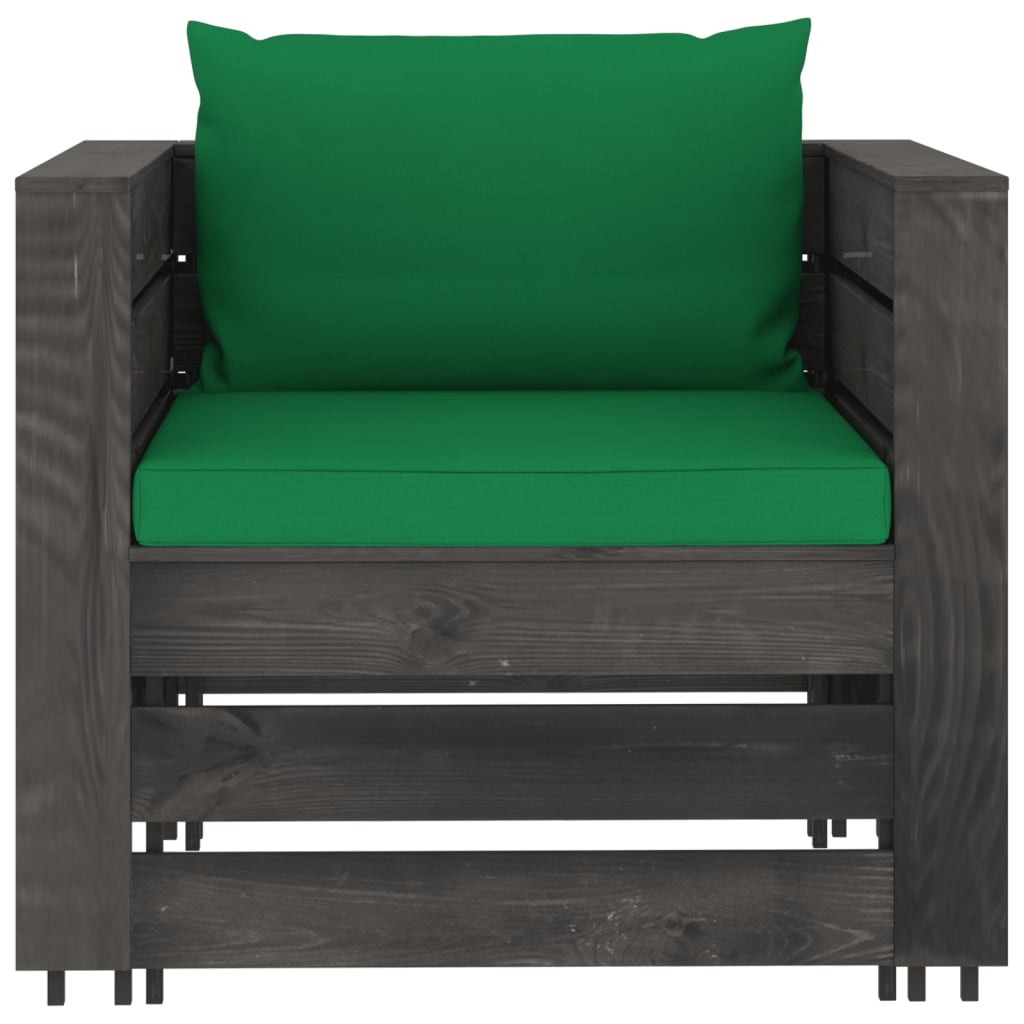 VidaXL 7-delige Loungeset met kussens grijs geïmpregneerd hout