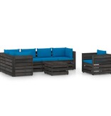 VidaXL 7-delige Loungeset met kussens grijs geïmpregneerd hout