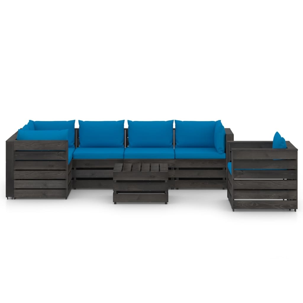 VidaXL 7-delige Loungeset met kussens grijs geïmpregneerd hout