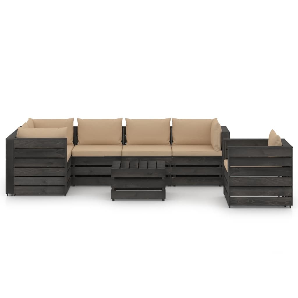 VidaXL 7-delige Loungeset met kussens grijs geïmpregneerd hout