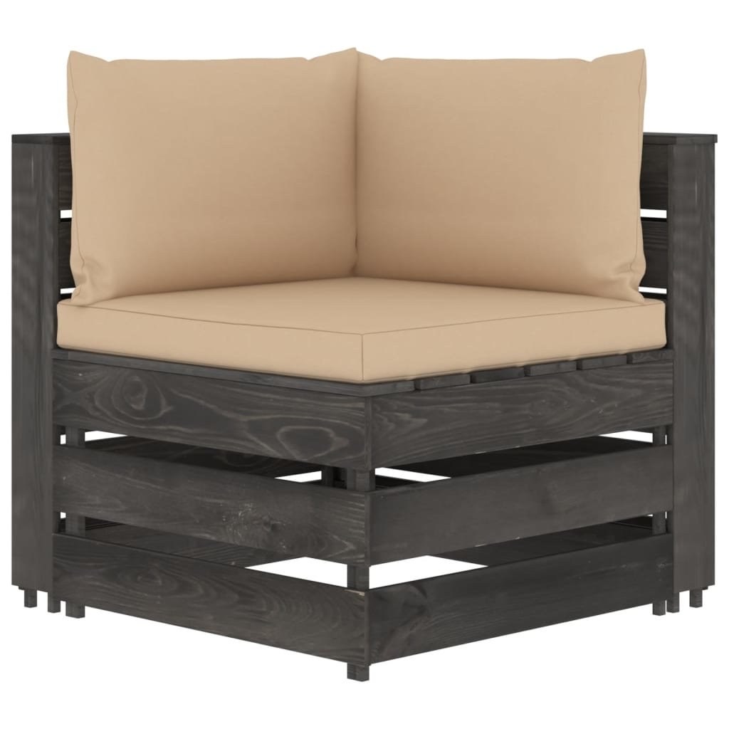VidaXL 7-delige Loungeset met kussens grijs geïmpregneerd hout