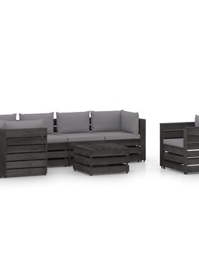 VidaXL 7-delige Loungeset met kussens grijs geïmpregneerd hout