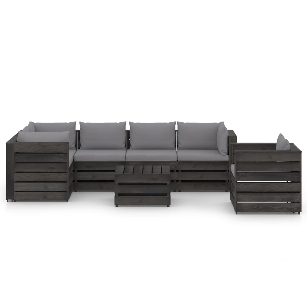 VidaXL 7-delige Loungeset met kussens grijs geïmpregneerd hout