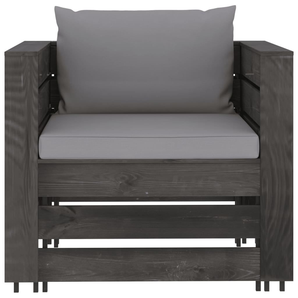 VidaXL 7-delige Loungeset met kussens grijs geïmpregneerd hout