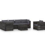 VidaXL 7-delige Loungeset met kussens grijs geïmpregneerd hout