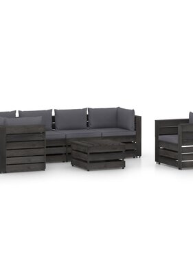 VidaXL 7-delige Loungeset met kussens grijs geïmpregneerd hout