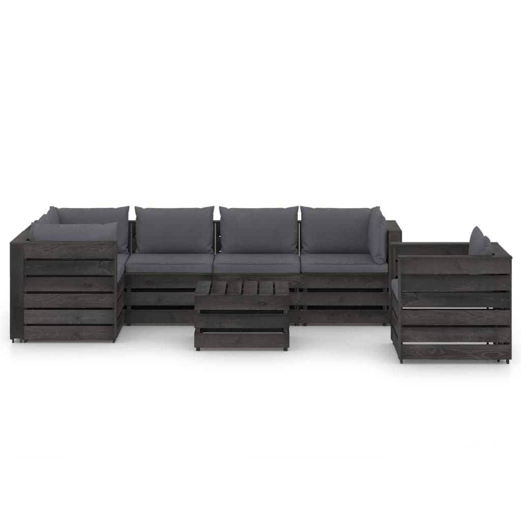 VidaXL 7-delige Loungeset met kussens grijs geïmpregneerd hout