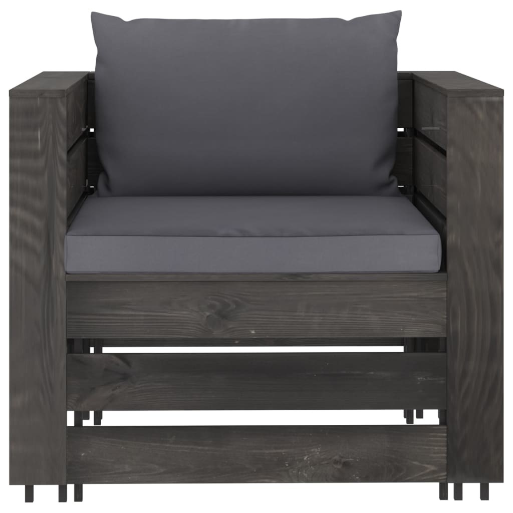 VidaXL 7-delige Loungeset met kussens grijs geïmpregneerd hout