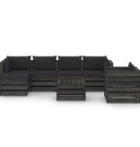 VidaXL 7-delige Loungeset met kussens grijs geïmpregneerd hout