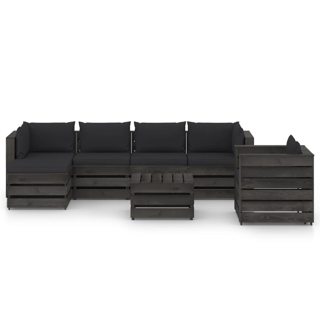 VidaXL 7-delige Loungeset met kussens grijs geïmpregneerd hout