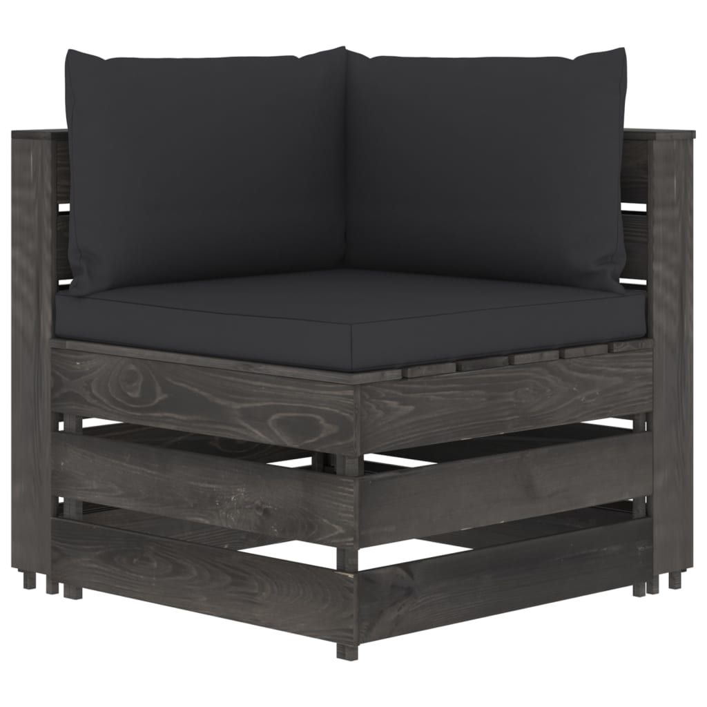 VidaXL 7-delige Loungeset met kussens grijs geïmpregneerd hout