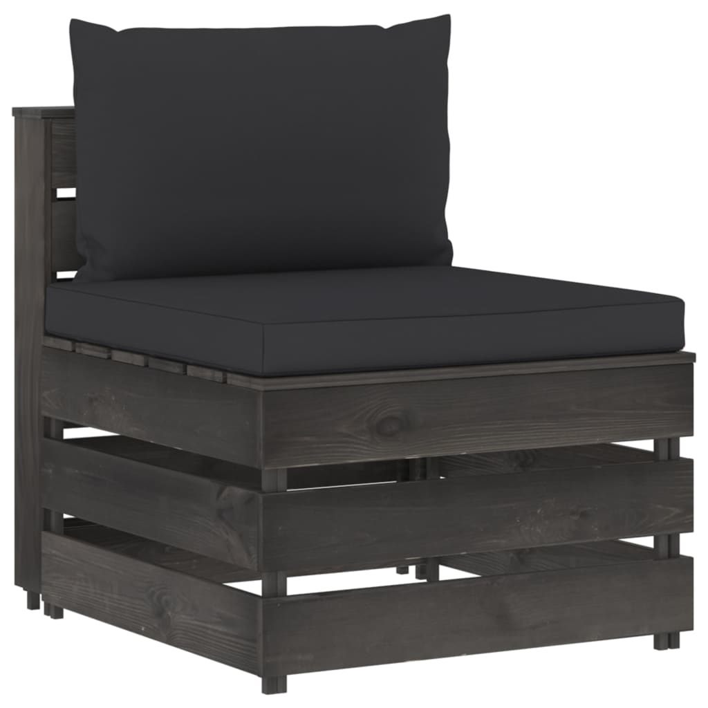 VidaXL 7-delige Loungeset met kussens grijs geïmpregneerd hout