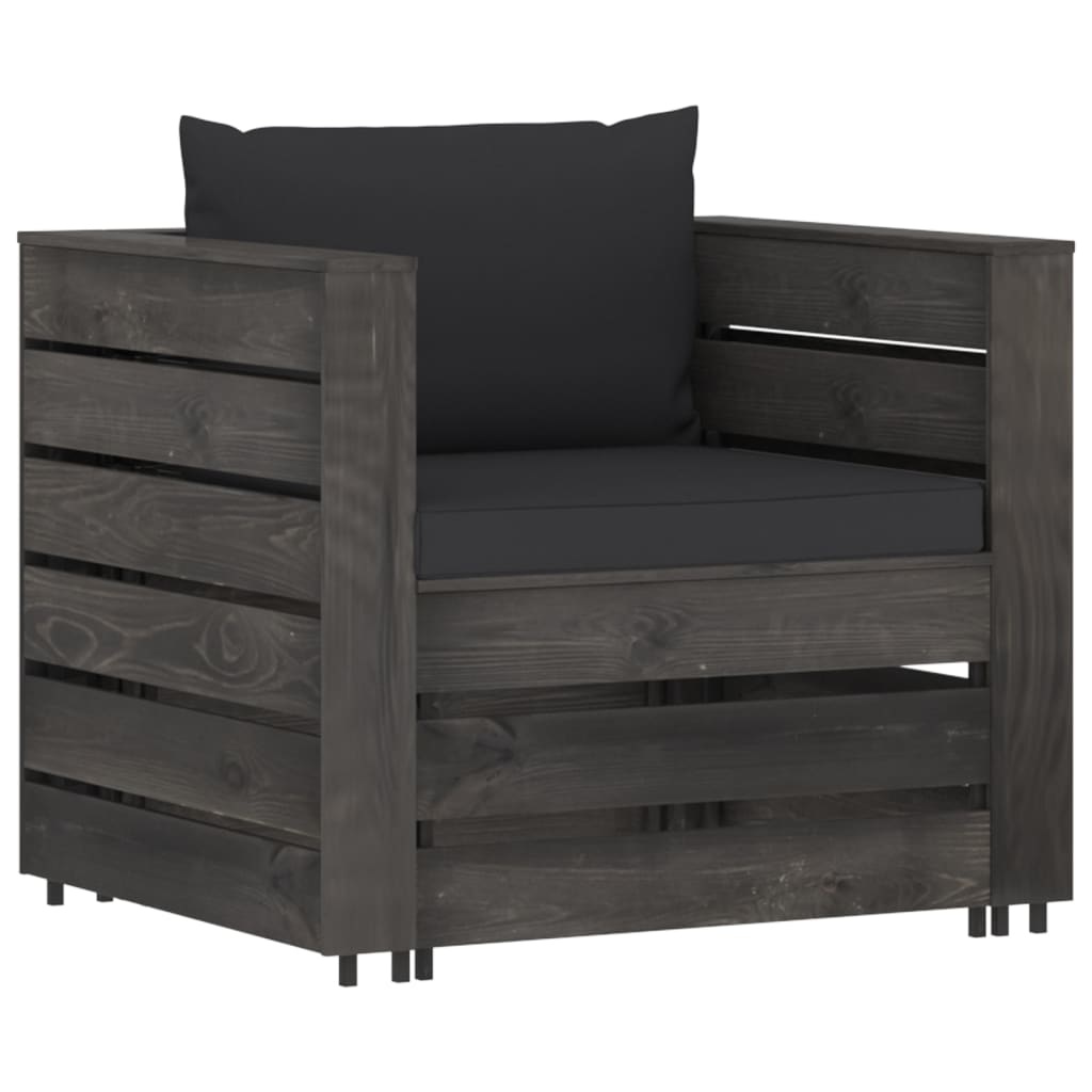VidaXL 7-delige Loungeset met kussens grijs geïmpregneerd hout