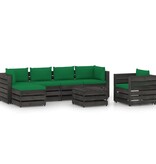 VidaXL 7-delige Loungeset met kussens grijs geïmpregneerd hout