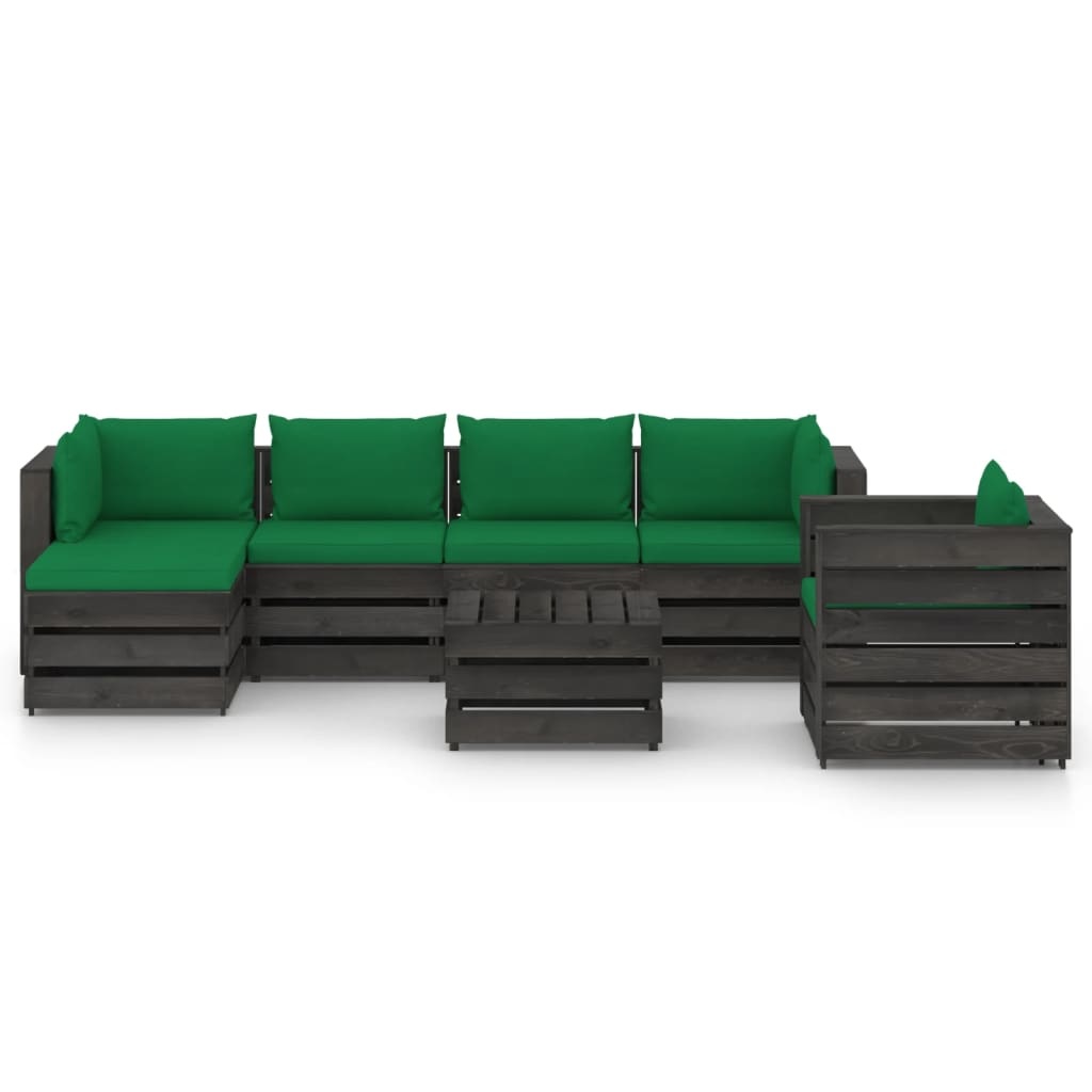 VidaXL 7-delige Loungeset met kussens grijs geïmpregneerd hout