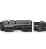 VidaXL 7-delige Loungeset met kussens grijs geïmpregneerd hout