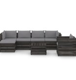 VidaXL 7-delige Loungeset met kussens grijs geïmpregneerd hout