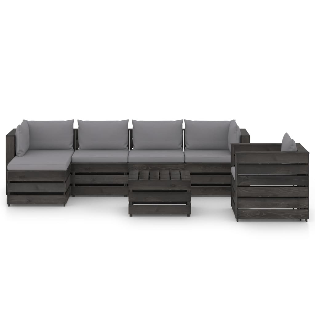 VidaXL 7-delige Loungeset met kussens grijs geïmpregneerd hout
