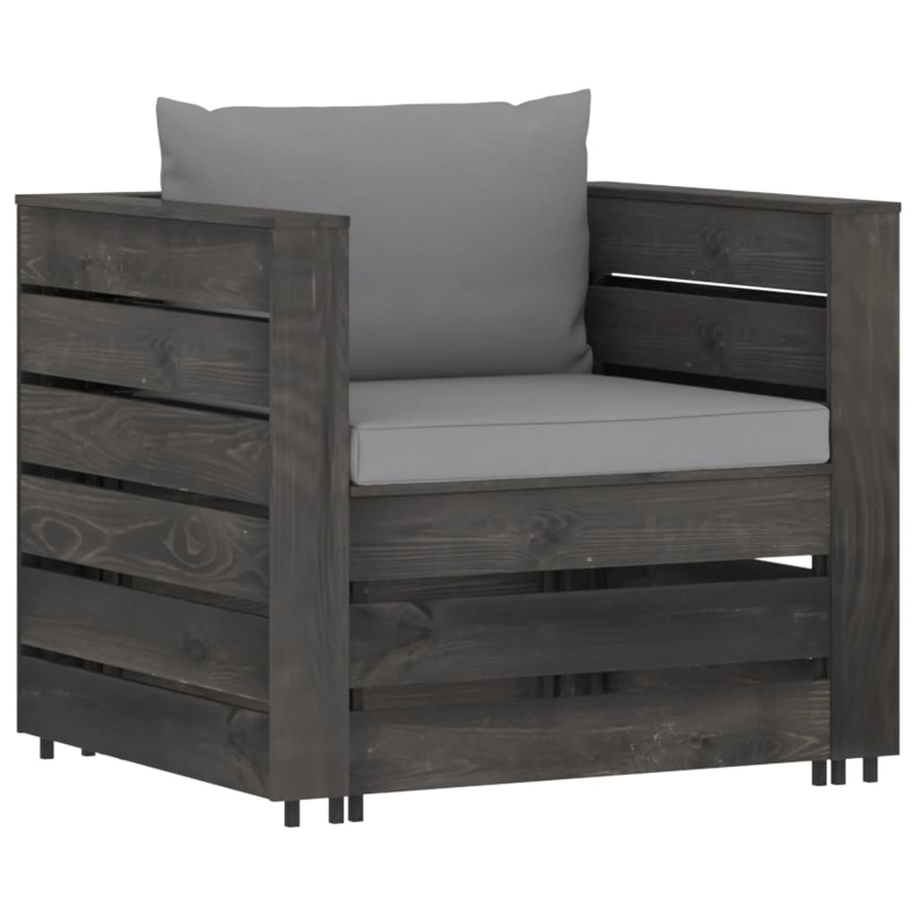 VidaXL 7-delige Loungeset met kussens grijs geïmpregneerd hout