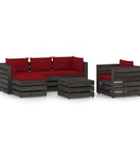 VidaXL 6-delige Loungeset met kussens grijs geïmpregneerd hout