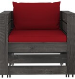 VidaXL 6-delige Loungeset met kussens grijs geïmpregneerd hout