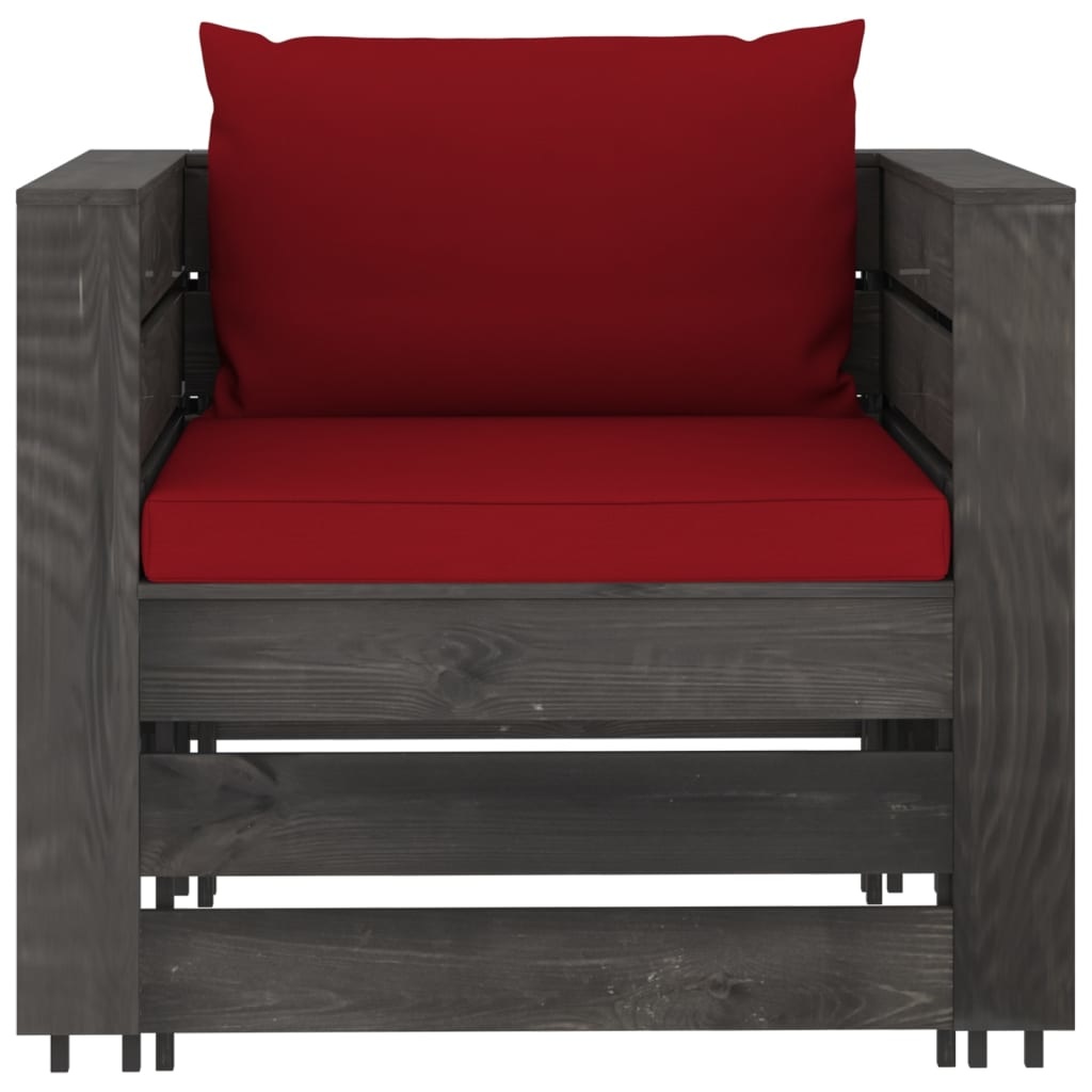 VidaXL 6-delige Loungeset met kussens grijs geïmpregneerd hout