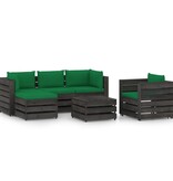 VidaXL 6-delige Loungeset met kussens grijs geïmpregneerd hout