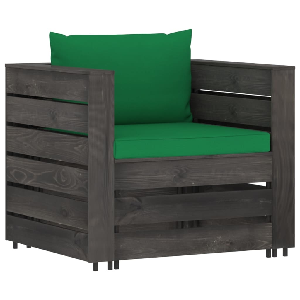 VidaXL 6-delige Loungeset met kussens grijs geïmpregneerd hout