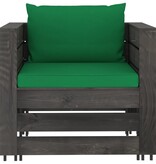 VidaXL 6-delige Loungeset met kussens grijs geïmpregneerd hout