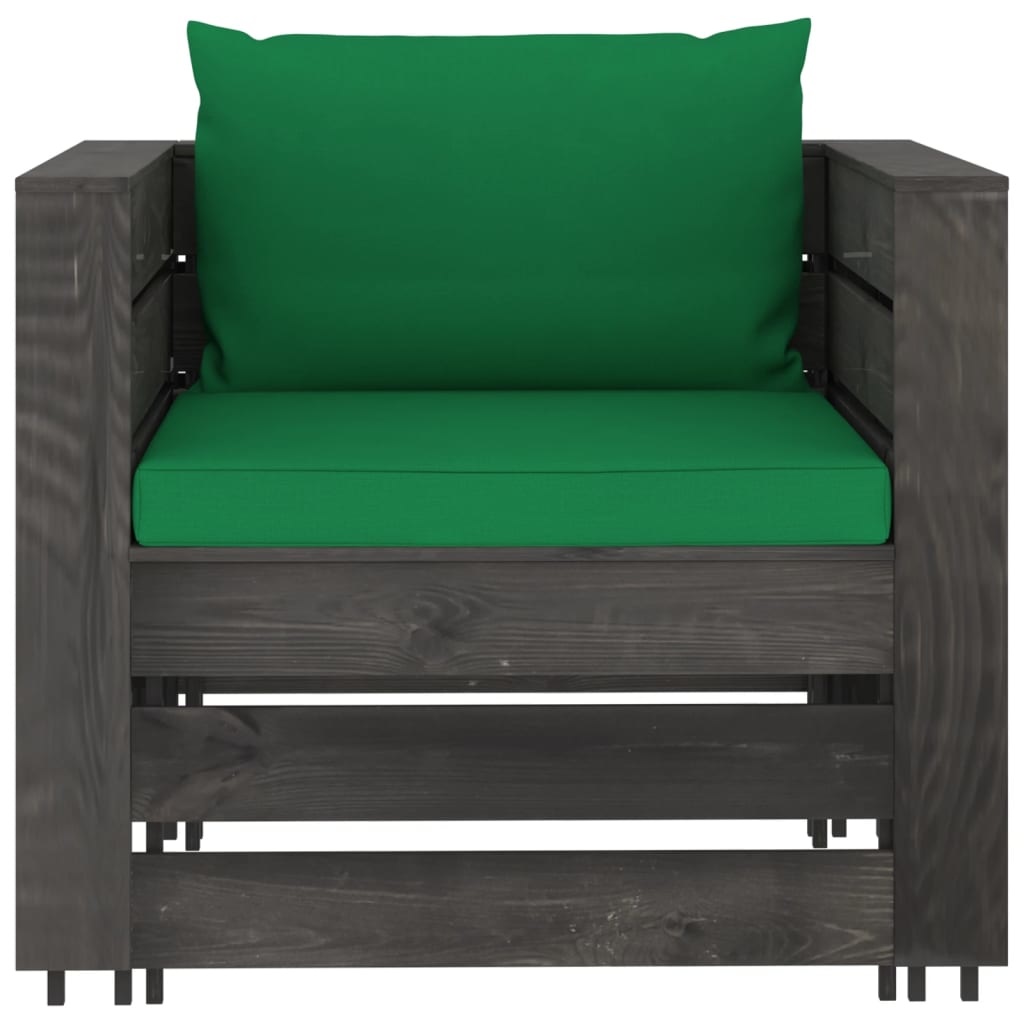 VidaXL 6-delige Loungeset met kussens grijs geïmpregneerd hout