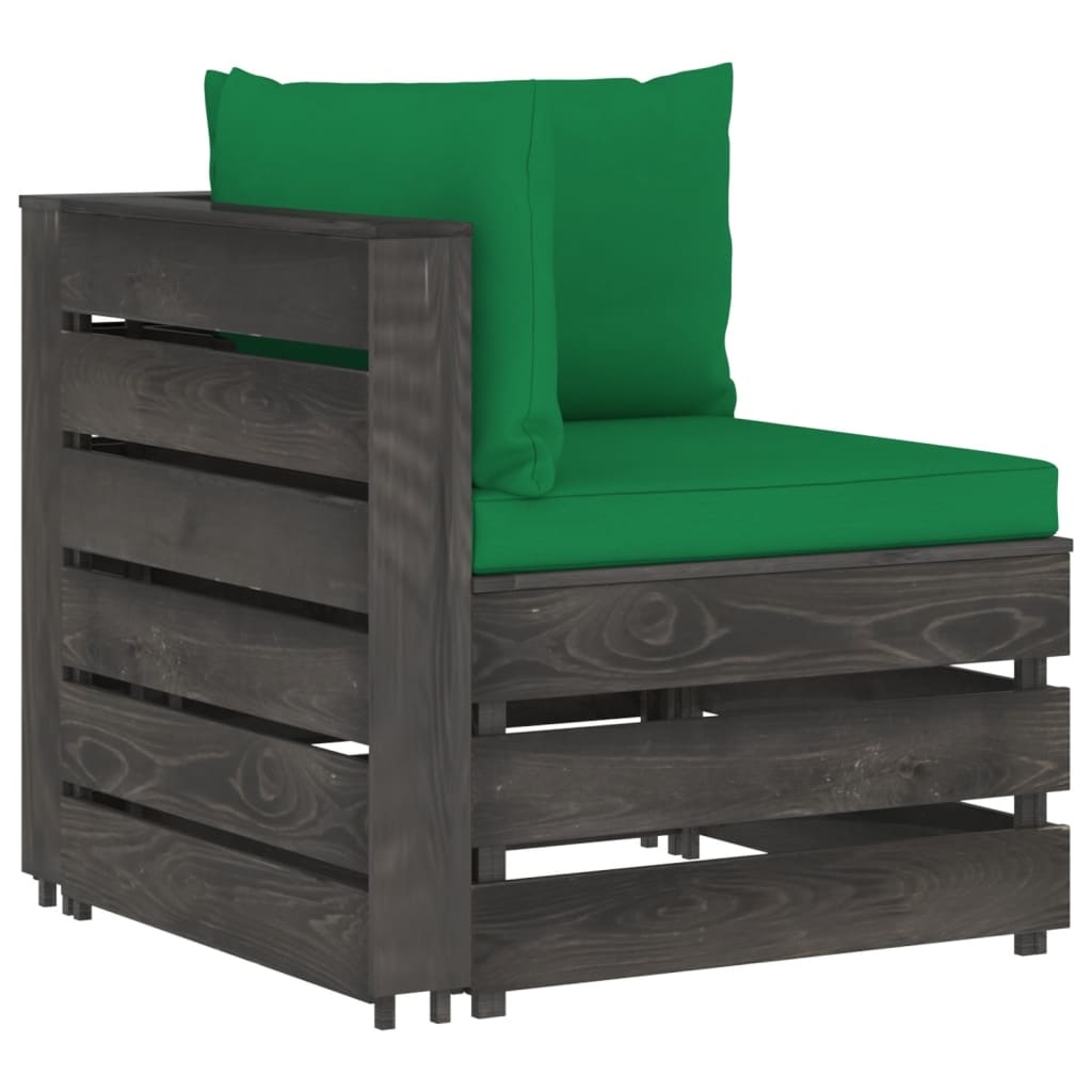 VidaXL 6-delige Loungeset met kussens grijs geïmpregneerd hout