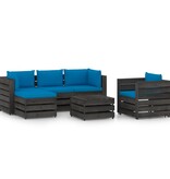 VidaXL 6-delige Loungeset met kussens grijs geïmpregneerd hout