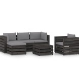 VidaXL 6-delige Loungeset met kussens grijs geïmpregneerd hout