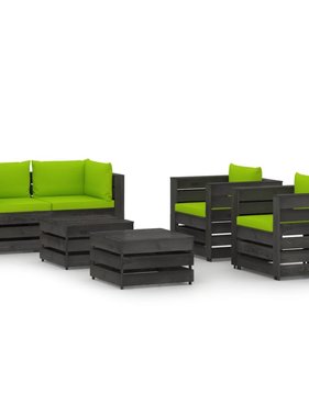 VidaXL 6-delige Loungeset met kussens grijs geïmpregneerd hout