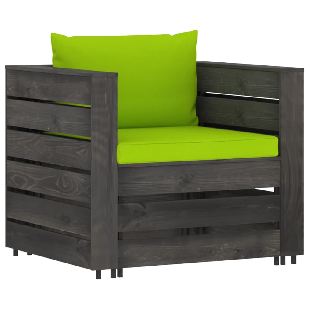 VidaXL 6-delige Loungeset met kussens grijs geïmpregneerd hout