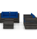 VidaXL 6-delige Loungeset met kussens grijs geïmpregneerd hout