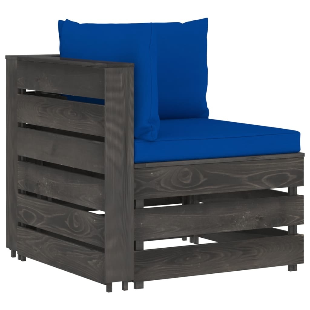 VidaXL 6-delige Loungeset met kussens grijs geïmpregneerd hout