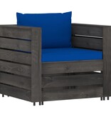 VidaXL 6-delige Loungeset met kussens grijs geïmpregneerd hout
