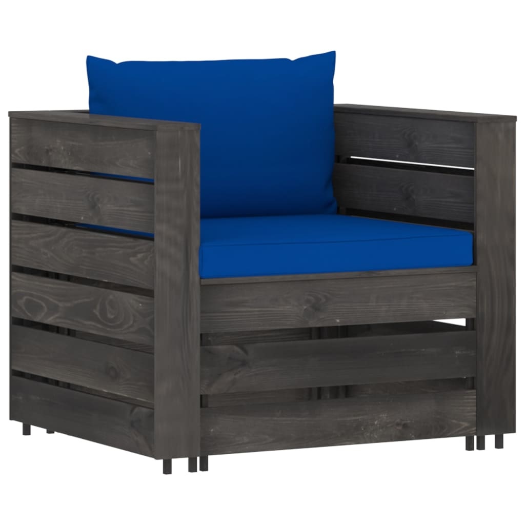 VidaXL 6-delige Loungeset met kussens grijs geïmpregneerd hout