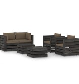 VidaXL 6-delige Loungeset met kussens grijs geïmpregneerd hout