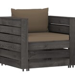 VidaXL 6-delige Loungeset met kussens grijs geïmpregneerd hout