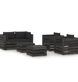 VidaXL 6-delige Loungeset met kussens grijs geïmpregneerd hout