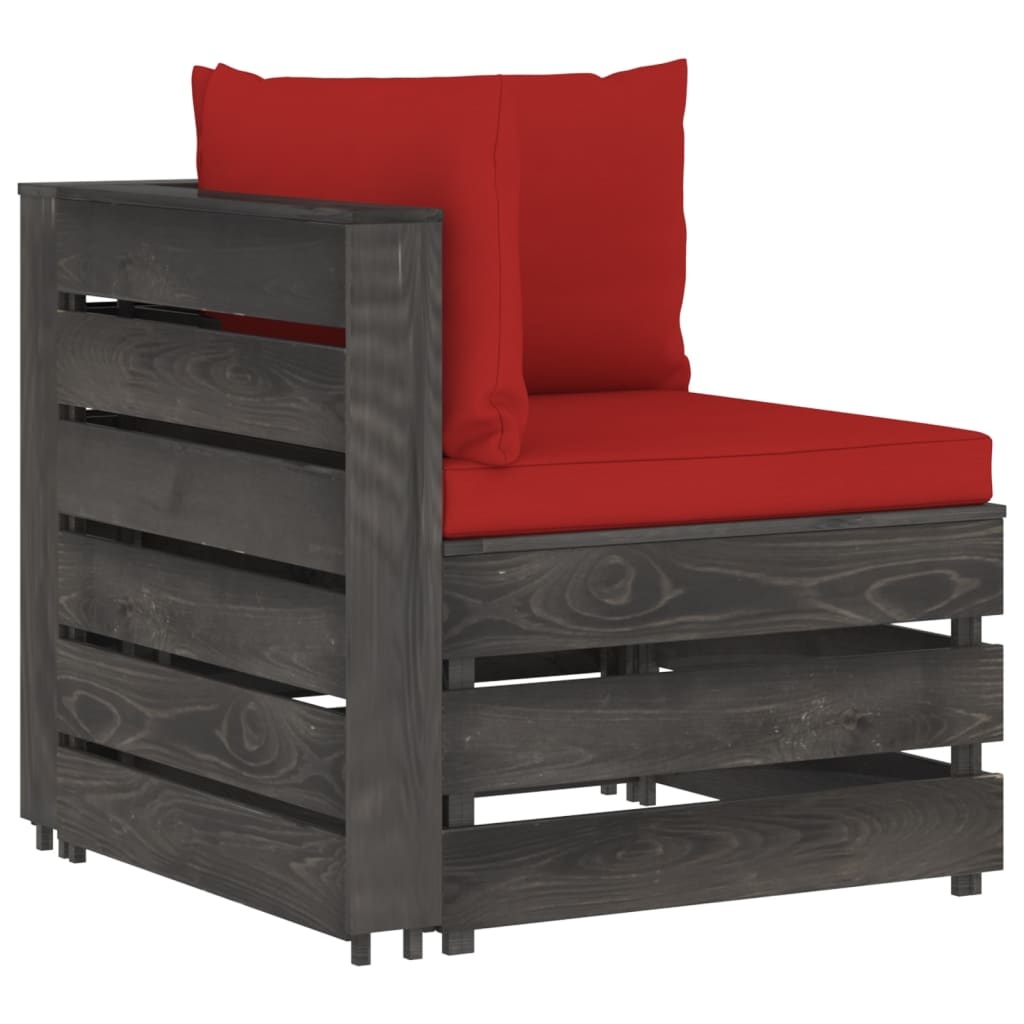 VidaXL 6-delige Loungeset met kussens grijs geïmpregneerd hout