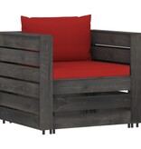 VidaXL 6-delige Loungeset met kussens grijs geïmpregneerd hout