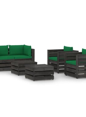 VidaXL 6-delige Loungeset met kussens grijs geïmpregneerd hout